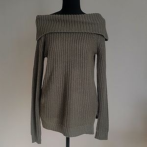 Womens cowlneck sweater, green, small